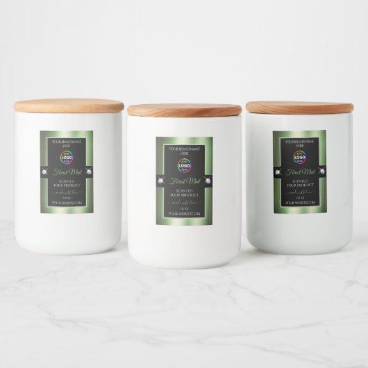 Deluxe Black Shiny Forest Green Logo Productlabel Voedselcontainer Etiket (Flessen)