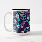 Deluxe Blauwgroen en Bourgondische bloem Tweekleurige Koffiemok (Links)