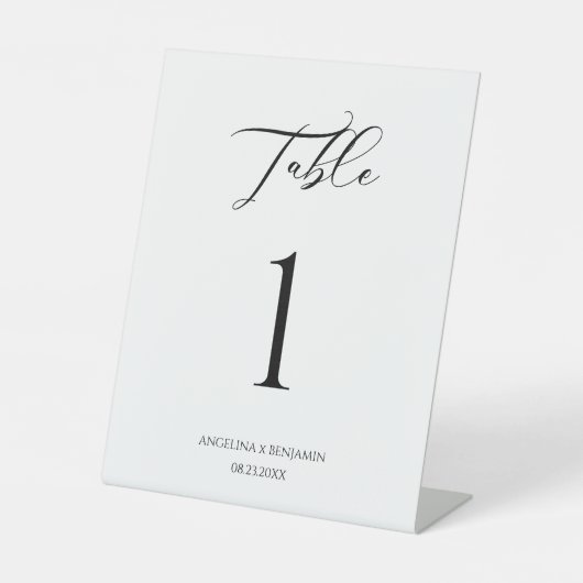 DELUXE Bruiloft Kalligrafie Script Tafelnummer Reclamebord Met Voetstuk (Voorkant)