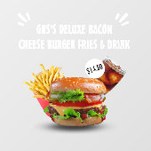 Deluxe Burger Fries Drink Restaurant Sm aanpassen Raamsticker (Vel)