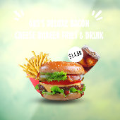 Deluxe Burger Fries Drink Restaurant Sm aanpassen Raamsticker (Vel 3)