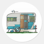 Deluxe Camper Trailer Ronde Sticker (Voorkant)