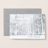 Deluxe Folie Zilveren Bomen Huwelijksuitnodiging Folie Kaarten (Voorkant met envelop)