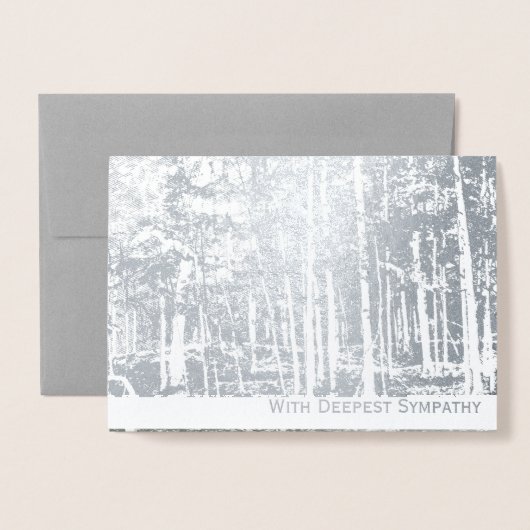Deluxe Folie Zilveren Bomen Schrift Sympathie Kaar Folie Kaarten (Voorkant met envelop)
