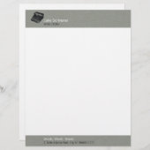 Deluxe geluidloze schrijfmachine | Grijze Faux Fla Gepersonaliseerd Briefhoofd (Voorkant / Achterkant)