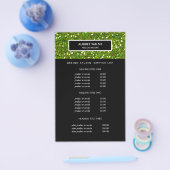 Deluxe Glittery Green Salon Pricing & Services Flyer (Enkel)