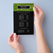Deluxe Glittery Green Salon Pricing & Services Flyer (Hand)