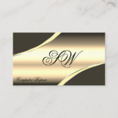 Deluxe Gold Brown Curved Lines Monogram en foto Visitekaartje (Voorkant)