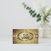 Deluxe Golden Glitter Stars Diamonds add Logo Visitekaartje (Staand voorkant)