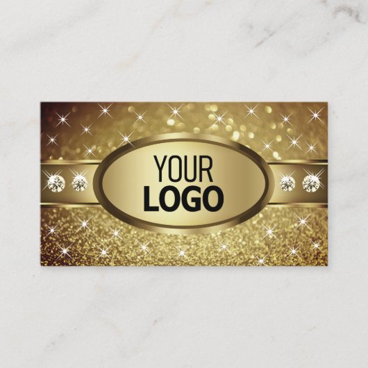 Deluxe Golden Glitter Stars Diamonds add Logo Visitekaartje (Voorkant)