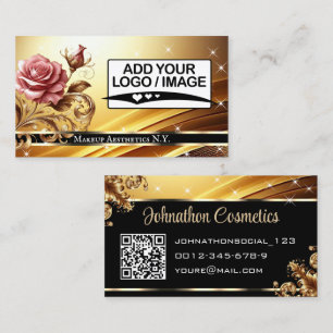 Deluxe Golden Luxury Roos Graphic QR-code en Logo Visitekaartje