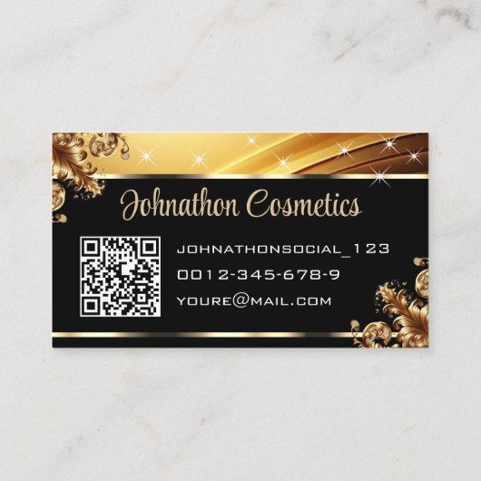 Deluxe Golden Luxury Roos Graphic QR-code en Logo Visitekaartje (Achterkant)
