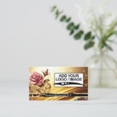 Deluxe Golden Luxury Roos Graphic QR-code en Logo Visitekaartje (Staand voorkant)