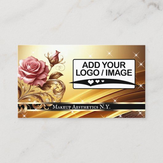 Deluxe Golden Luxury Roos Graphic QR-code en Logo Visitekaartje (Voorkant)