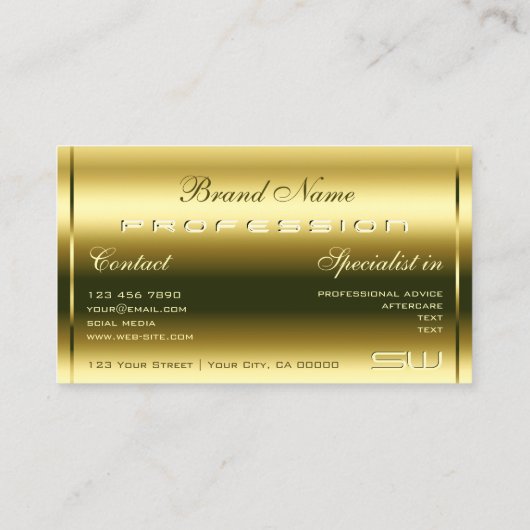 Deluxe Golden Shimmery Optica en Monogram Kwalitei Visitekaartje (Achterkant)