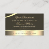 Deluxe Goud Bruin Gebogen Decorlijnen Glinsterend Visitekaartje (Achterkant)