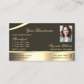 Deluxe Goud Bruin Gebogen Decorlijnen Logo Foto Visitekaartje (Achterkant)