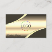 Deluxe Goud Bruin Gebogen Decorlijnen Logo Foto Visitekaartje (Voorkant)
