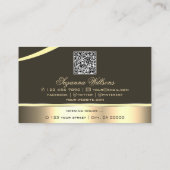 Deluxe Goud Bruin Gebogen Decorlijnen Logo QR Code Visitekaartje (Achterkant)