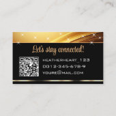Deluxe Gouden Zwarte Sparkle Sterren Ombre QR Code Visitekaartje (Achterkant)