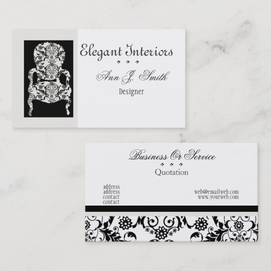 Deluxe Interior Design Damask Pattern  Visitekaartje (Voorkant / Achterkant)