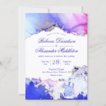Deluxe Jewel Tones Ink Wash Wedding Invitation