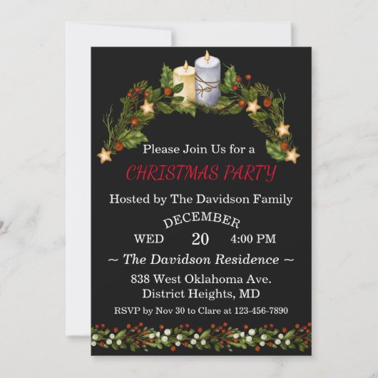 Deluxe Kerst Botanicals Party Kaart (Voorkant)