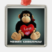Deluxe Monkey Love-kerstversiering Metalen Ornament (Voorkant)