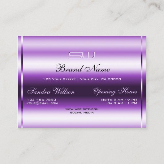 Deluxe Paarse Glitter Lichtgevende Sterren en Mono Visitekaartje (Achterkant)