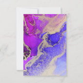 Deluxe Paarse gouden Abstracte kunstbruiloft  RSVP Kaartje (Achterkant)