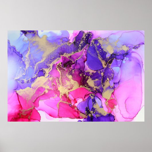 Deluxe Paarse roze goudinksstroom. Vloeibare lagen Poster (Voorkant)