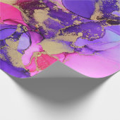 Deluxe Purple Pink Gold Ink Flow. Liquid Cadeaupapier (Hoek)