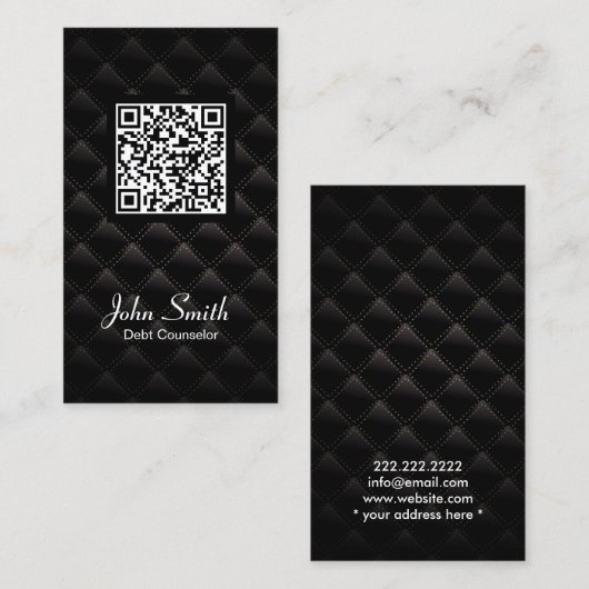 Deluxe QR Code Debt Counselor Visitekaartje (Voorkant / Achterkant)