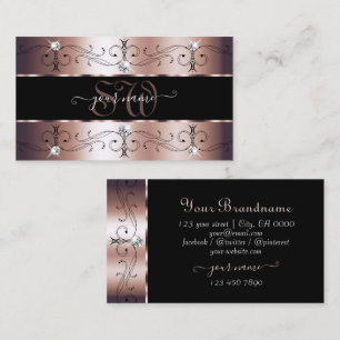 Deluxe Roos Goud en Zwart  Grenzen Monogram Visitekaartje