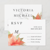 Deluxe RSVP Oranje Peach Floral Kaartje (Voorkant / Achterkant)