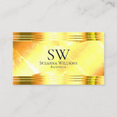 Deluxe Shimmery Geel Goud Randen Monogram Foto Visitekaartje (Voorkant)