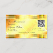 Deluxe Shimmery Yellow Gold Borders Logo QR-code Visitekaartje (Achterkant)
