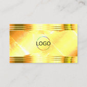 Deluxe Shimmery Yellow Gold Borders Logo QR-code Visitekaartje (Voorkant)