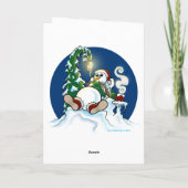 Deluxe sneeuwman chilling opvouwbare kaart (Achterkant)