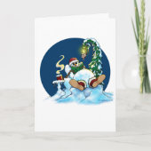 Deluxe sneeuwman chilling opvouwbare kaart (Voorkant)