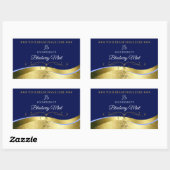 Deluxe Wavy Gold Decor Donkerblauw Monogram Label (Vel)