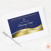 Deluxe Wavy Gold Decor Donkerblauw Monogram Label (Envelop)