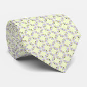 Deluxe White Floral Yellow Background Stropdas (Opgerold)