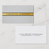 Deluxe White Leather Black Gold Metallic Trim Visitekaartje (Voorkant / Achterkant)