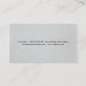 Deluxe White Leather Black Gold Metallic Trim Visitekaartje (Achterkant)