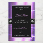 Deluxe Zwart Lila Shiny Brilliants Productlabel Voedselcontainer Etiket (Enkel label)