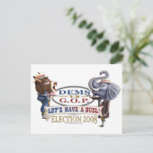 Dem Donkey vs GOP Elephant Briefkaart  (Staand voorkant)