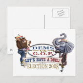 Dem Donkey vs GOP Elephant Briefkaart  (Voorkant / Achterkant)