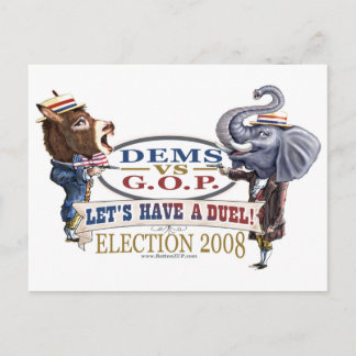 Dem Donkey vs GOP Elephant Briefkaart 