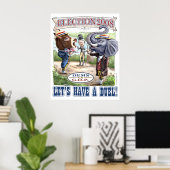 Dem Donkey vs GOP Elephant Print (Thuiskantoor)